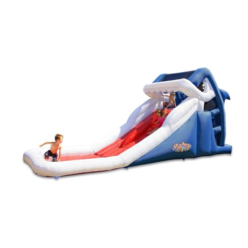 Blast Zone Great White 21' Long Inflatable Water Slide - Blower - Dual Racing Slide - Climbing Wall - Set up in Seconds